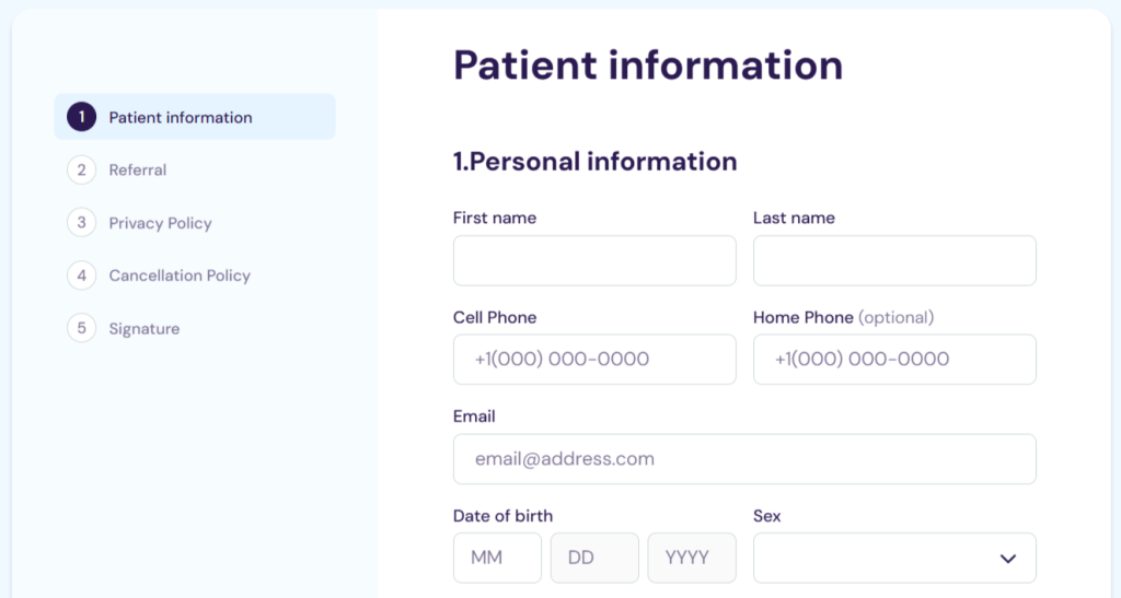 medical office patient intake forms